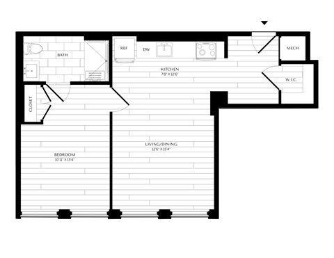 555 Apartments in Washington, DC 1x1 Floor Plan
